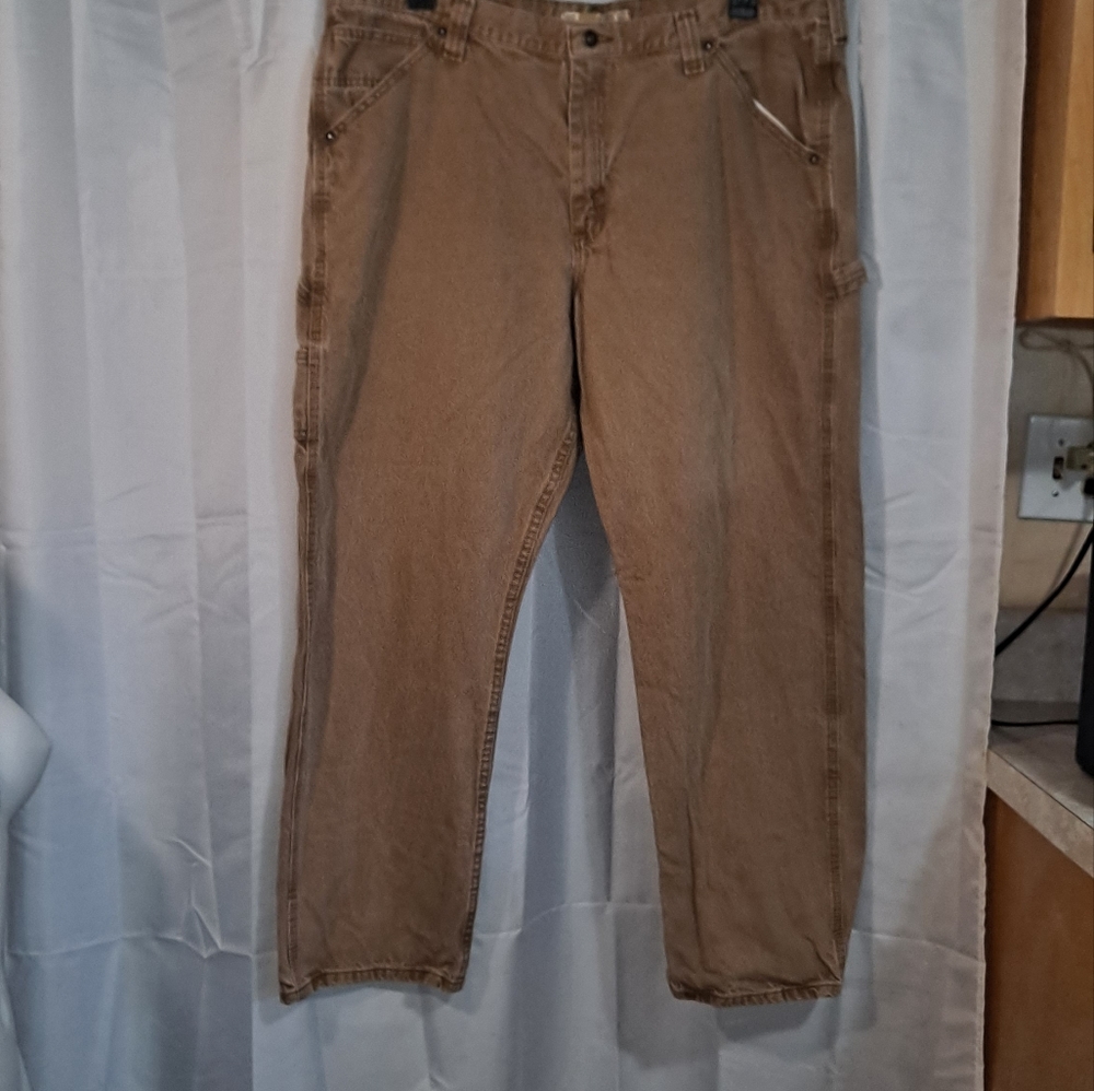 Lee's Dungeness Carpenter Jeans Tan Size 42X30 Hammer Loop Straight Leg Zip-up